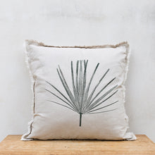 Load image into Gallery viewer, Hand-Printed Palma Leaf Cushion Cover | Linen &amp; Jute Blend | fuga in Sicily
