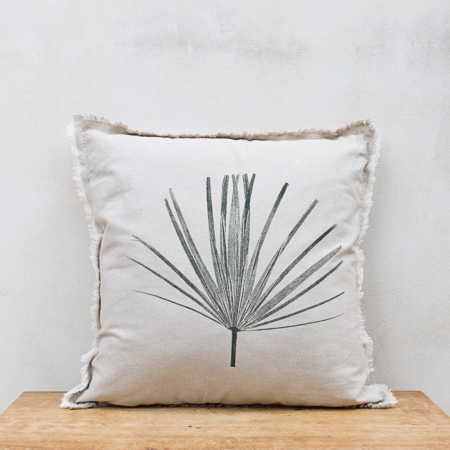 Hand-Printed Palma Leaf Cushion Cover | Linen & Jute Blend | fuga in Sicily