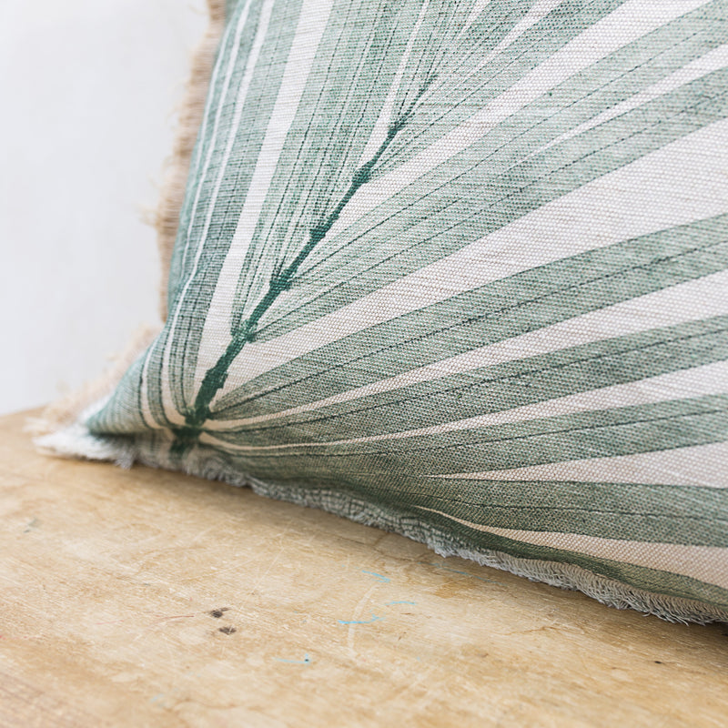 Hand-Printed Kentia Leaf Cushion Cover | Cotton & Jute Blend | fuga in Sicily