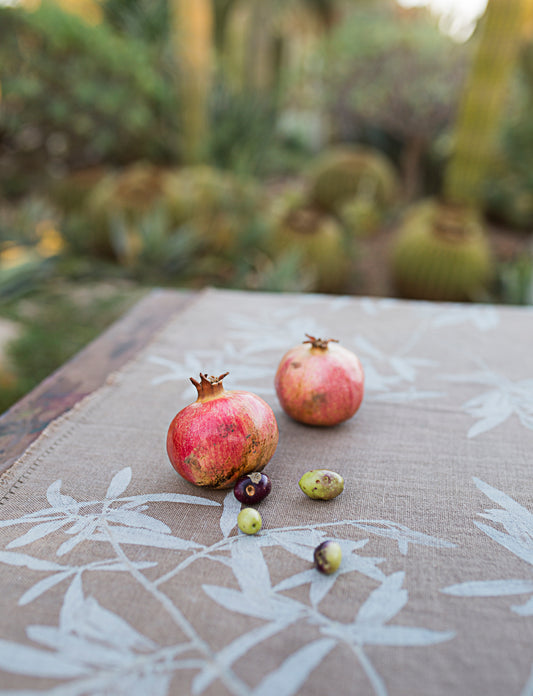 Hand-Printed Olive Tree Tablecloth | Cotton & Jute Blend | fuga in Sicily