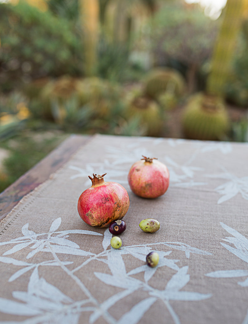 Hand-Printed Olive Tree Tablecloth | Cotton & Jute Blend | fuga in Sicily