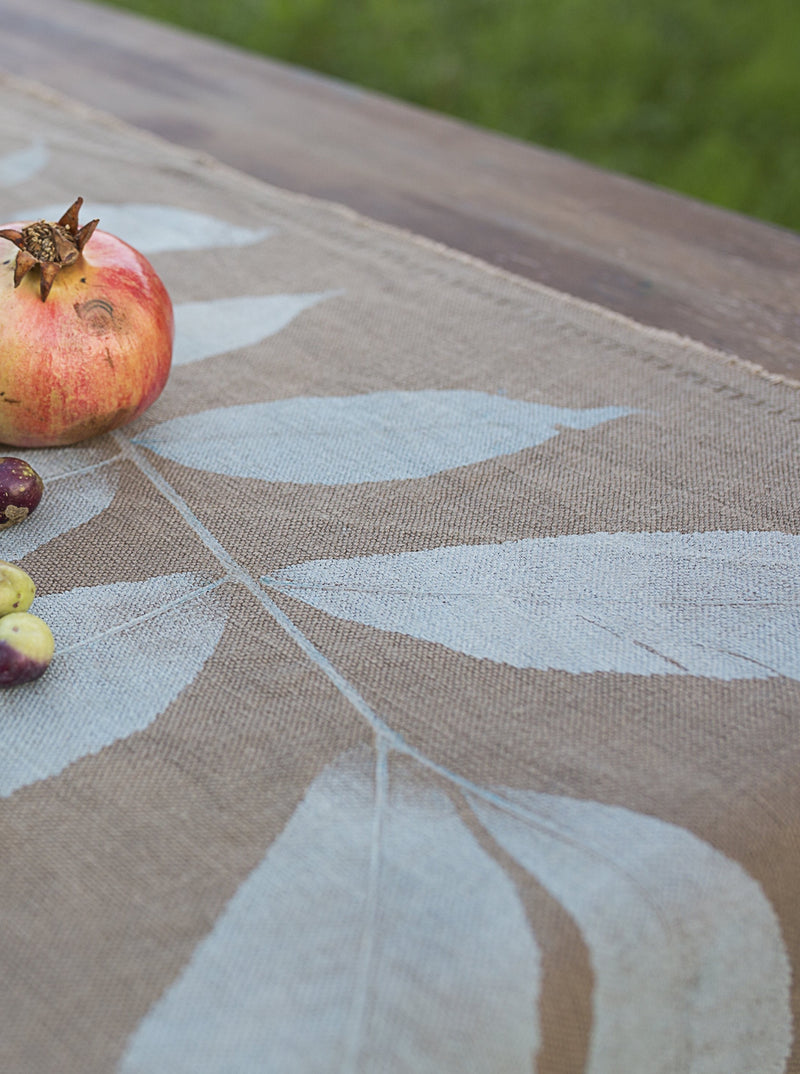 Hand-Printed Pekham Tree Tablecloth | Cotton & Jute Blend | fuga in Sicily