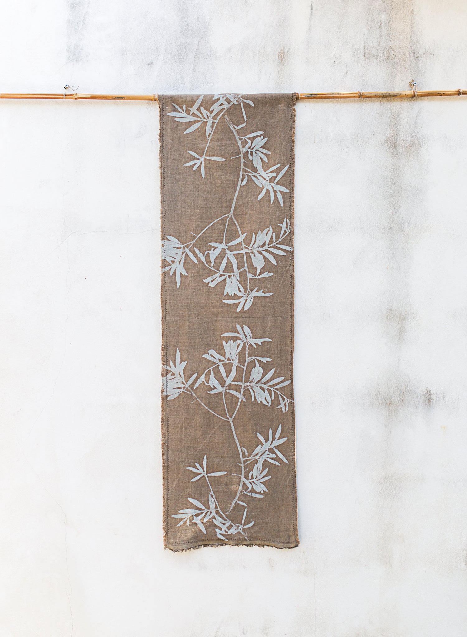 Hand-Printed Olive Tree Tablecloth | Cotton & Jute Blend | fuga in Sicily