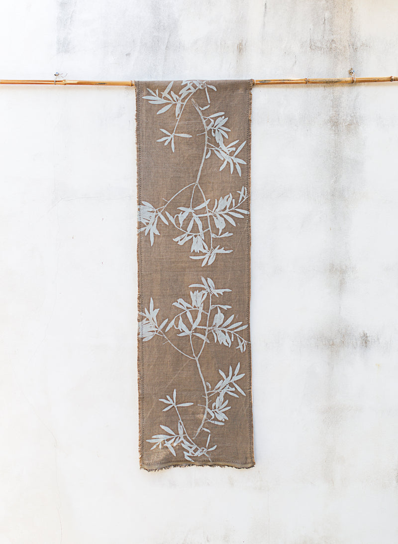 Hand-Printed Olive Tree Tablecloth | Cotton & Jute Blend | fuga in Sicily