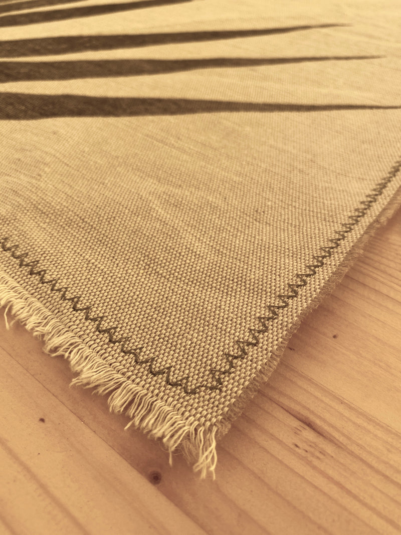 Hand-Printed Kentia Leaf Tablecloth | Cotton & Jute Blend | fuga in Sicily