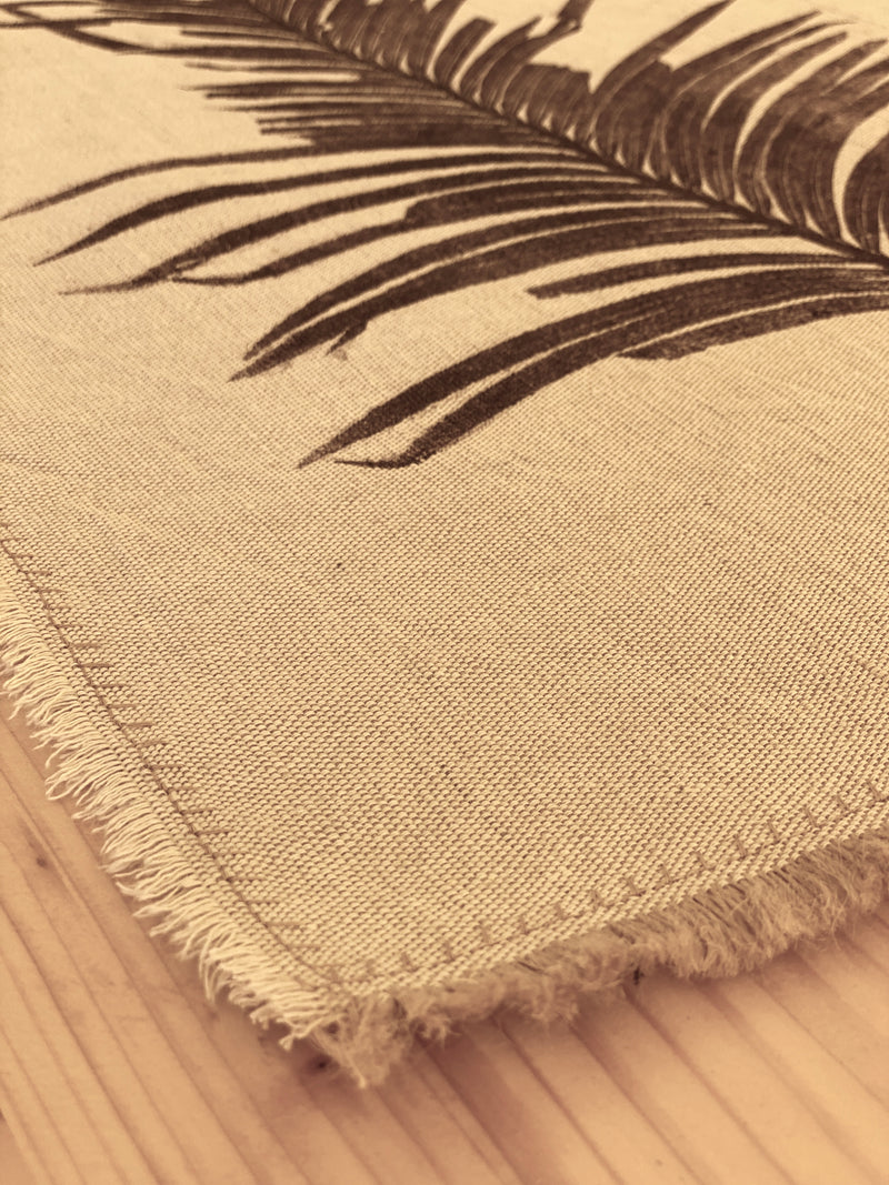 Hand-Printed Cycas Leaf Tablecloth | Cotton & Jute Blend | fuga in Sicily