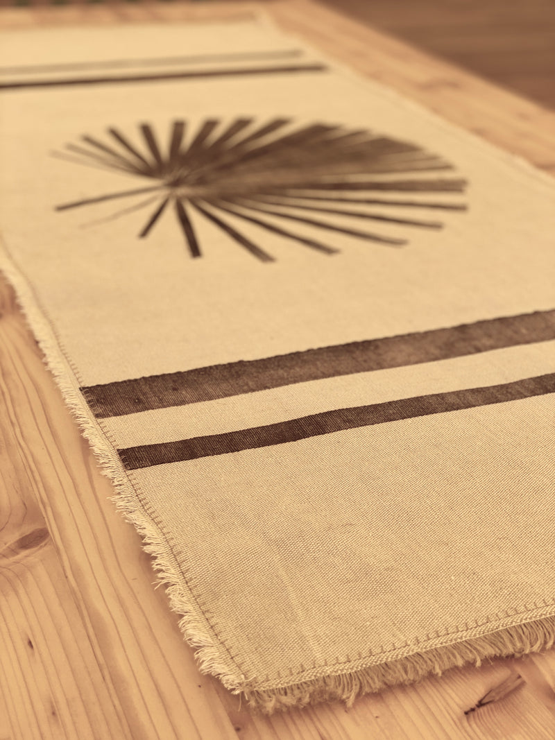 Hand-Printed Washingtonia Leaf Tablecloth | Cotton & Jute Blend | fuga in Sicily