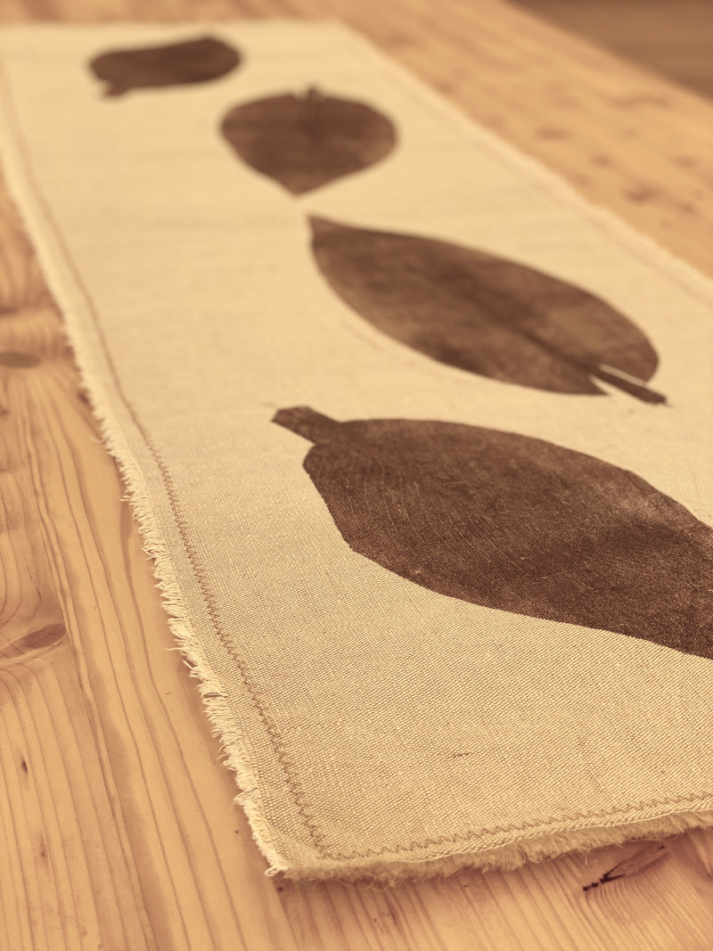 Hand-Printed Alpinia Leaf Tablecloth | Cotton & Jute Blend | fuga in Sicily