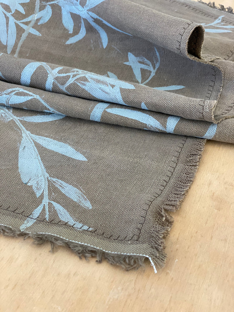 Hand-Printed Olive Tree Tablecloth | Cotton & Jute Blend | fuga in Sicily