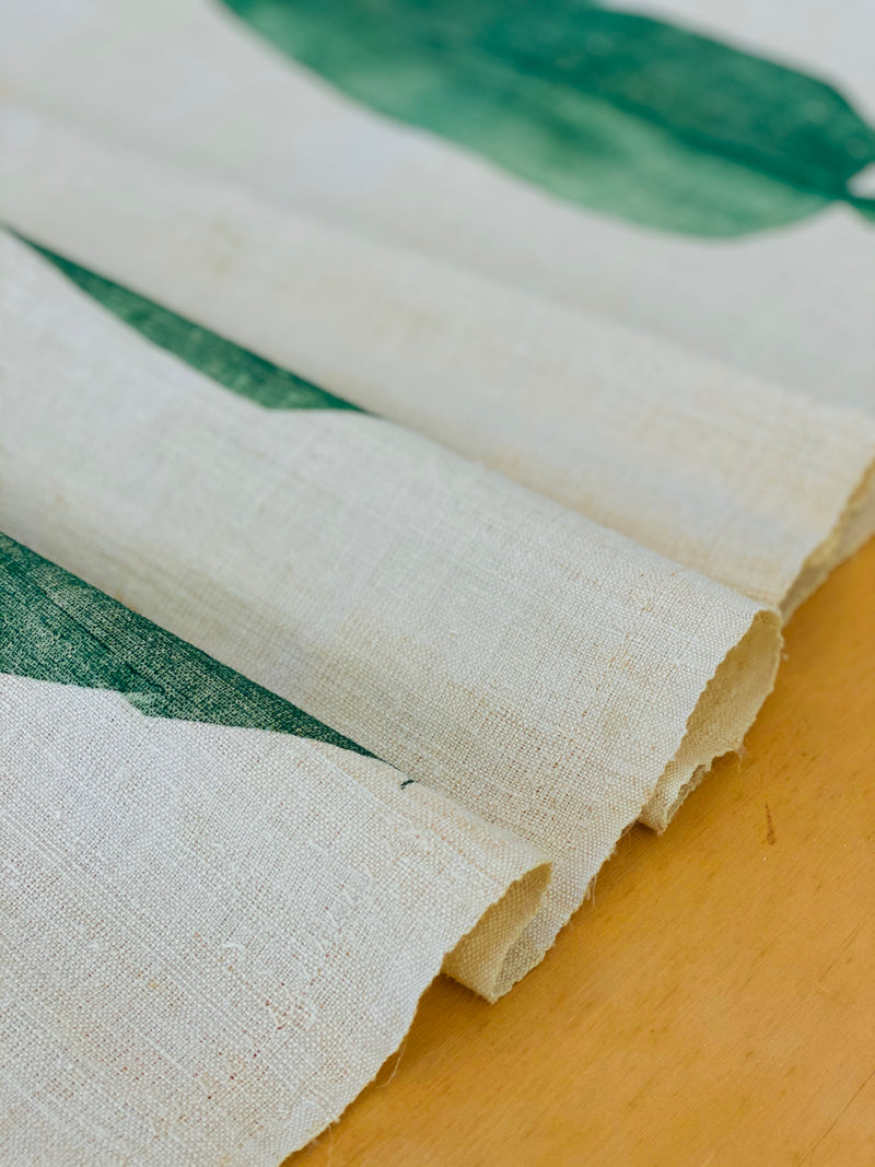 Hand-Printed Alpinia Leaf Tablecloth | Cotton & Jute Blend | fuga in Sicily