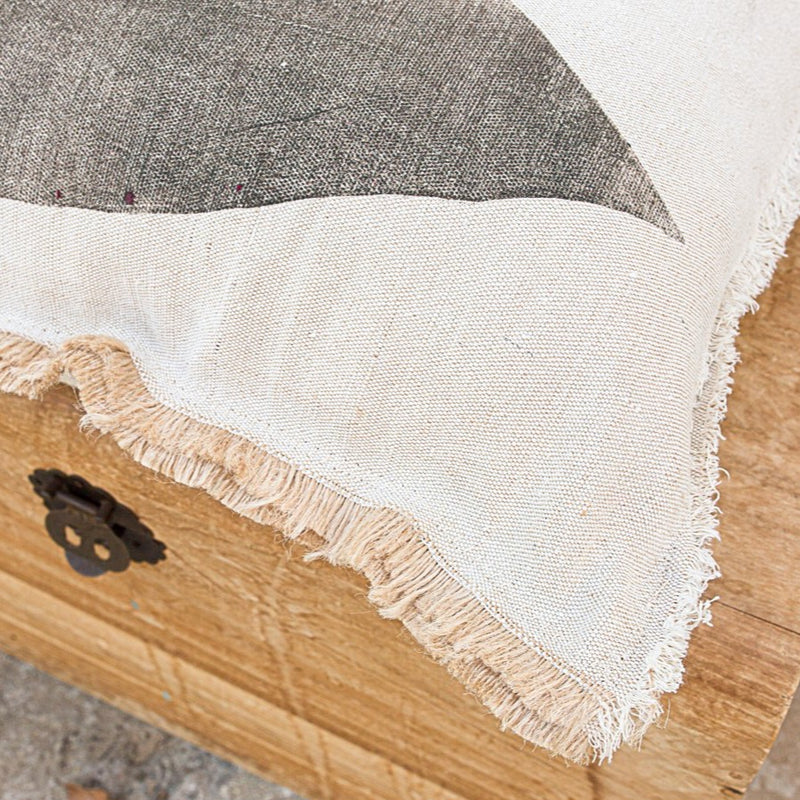 Hand-Printed Strelizia Leaf Cushion Cover | Cotton & Jute Blend | fuga in Sicily