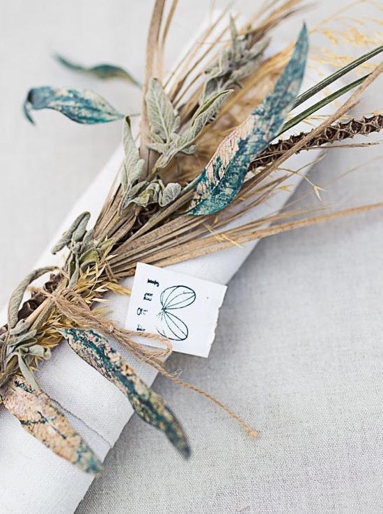 Hand-Printed Cycas Leaf Tablecloth | Cotton & Jute Blend | fuga in Sicily