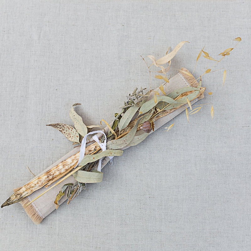 Hand-Printed Strelizia Leaf Cushion Cover | Cotton & Jute Blend | fuga in Sicily