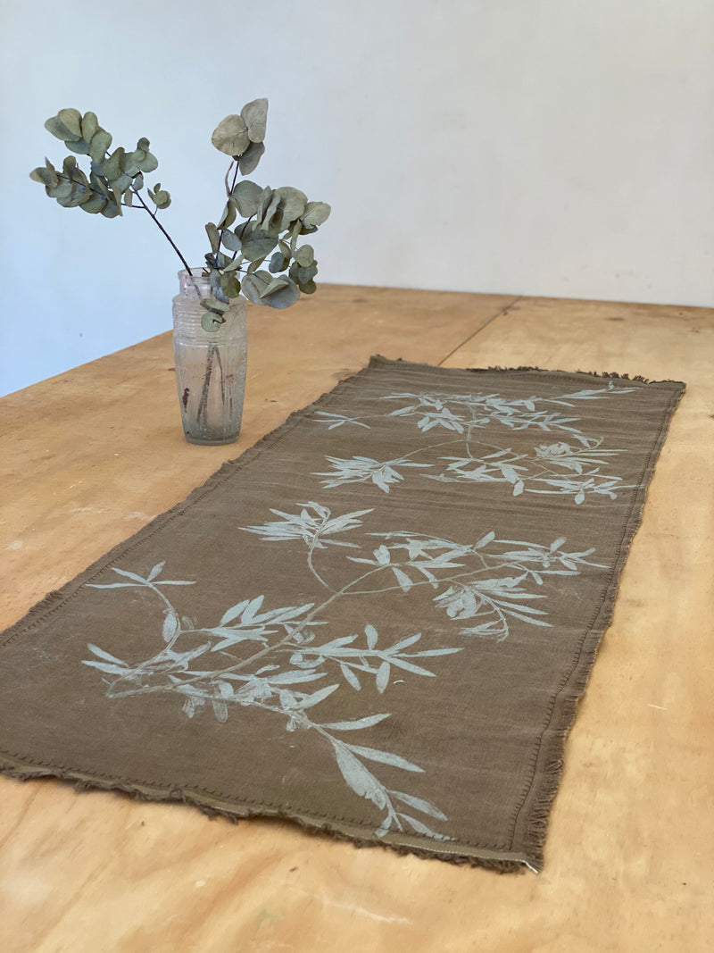 Hand-Printed Olive Tree Tablecloth | Cotton & Jute Blend | fuga in Sicily